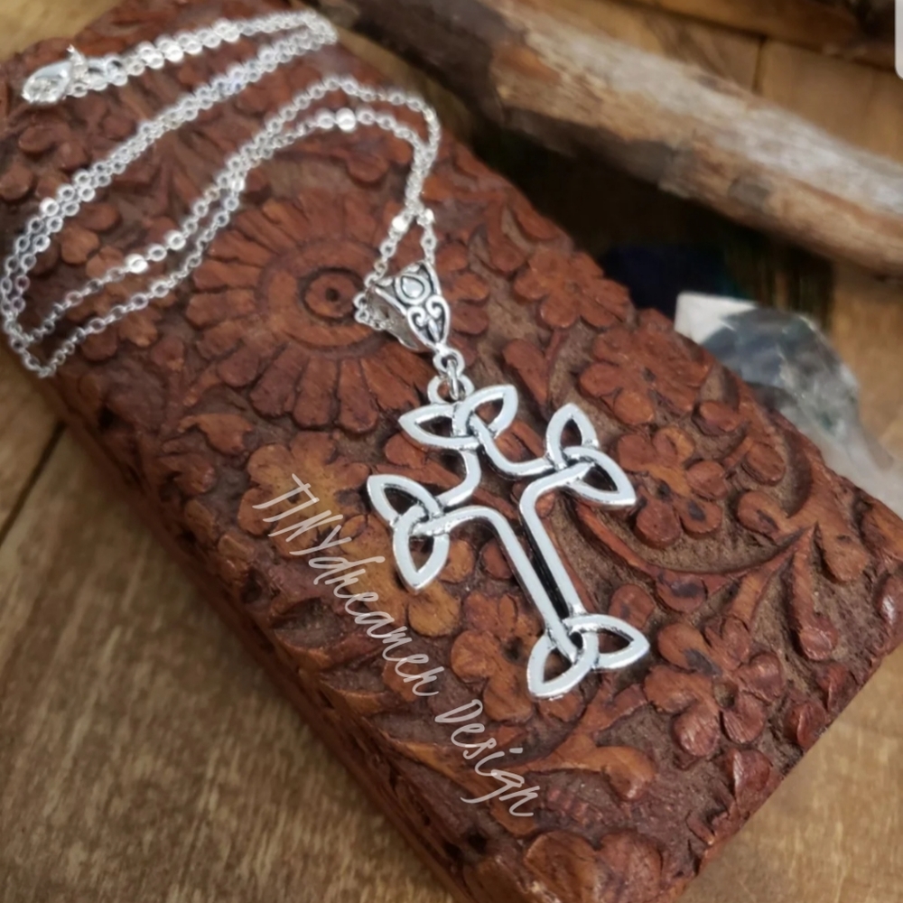 Silver Celtic Cross Pendant 925 Necklace ~Religious~Gothic~Vampire~Christian